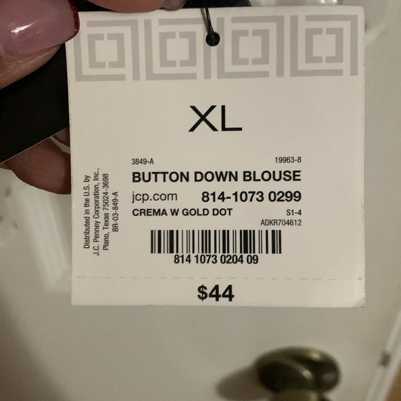 Women’s Cream W Gold Dot Button Down Blouse Size XL - Picture 3 of 3